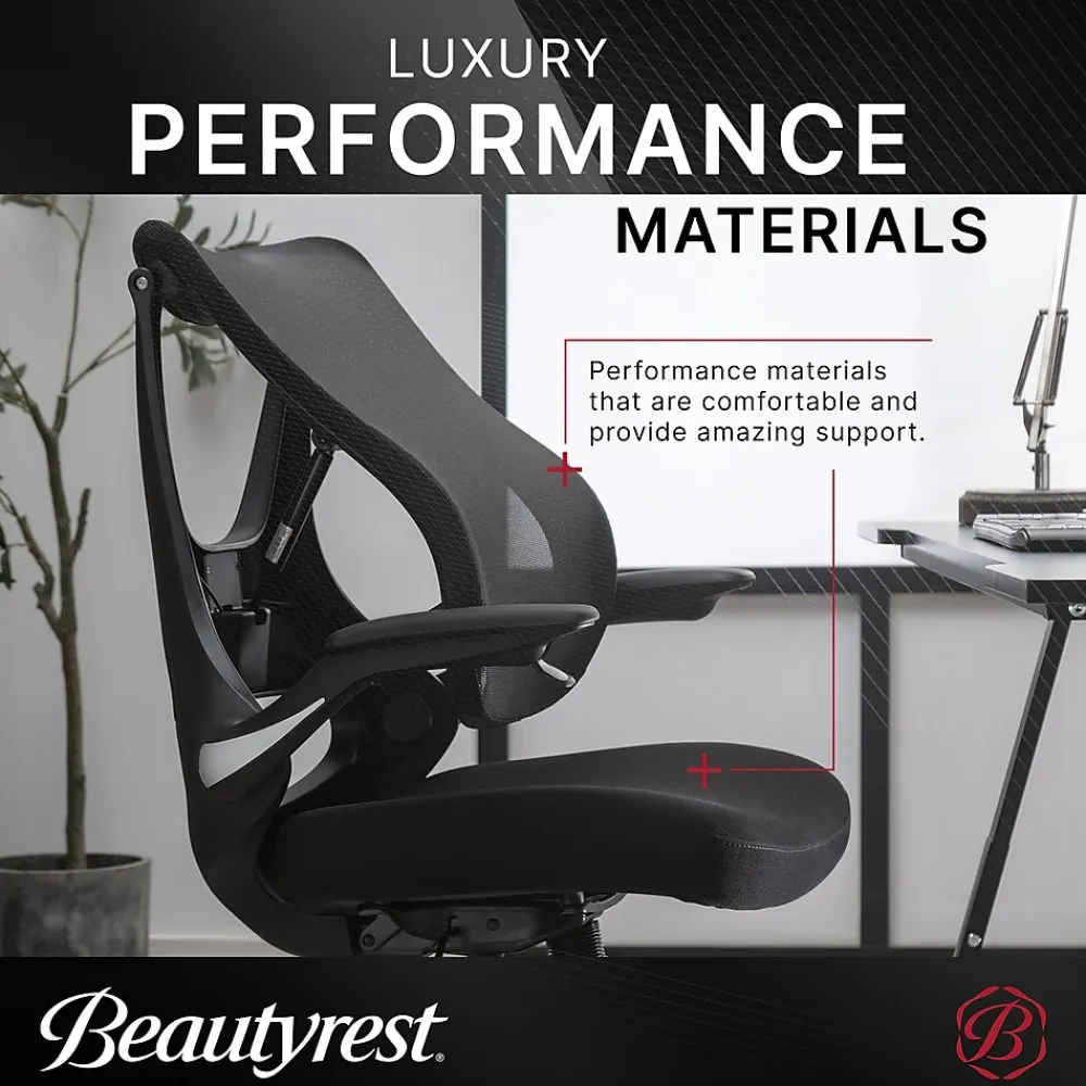 Ergonomic Chairs*Beautyrest ErgoMax Ergonomic Mesh Swivel Task Chair, (60078-BLK) Black