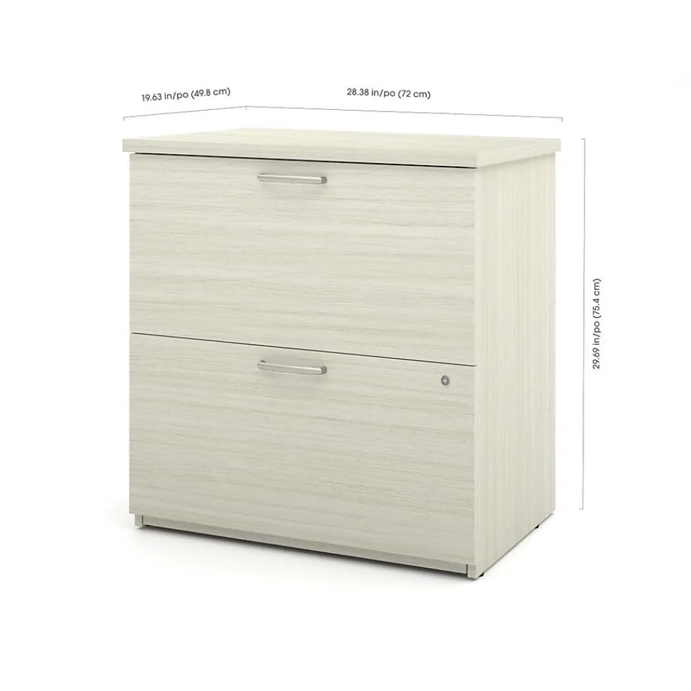 Office Desks*bestar Logan 66" U-Shaped Executive Desk with Hutch, Lateral File Cabinet, and Bookcase, White Chocolate (46851-31)