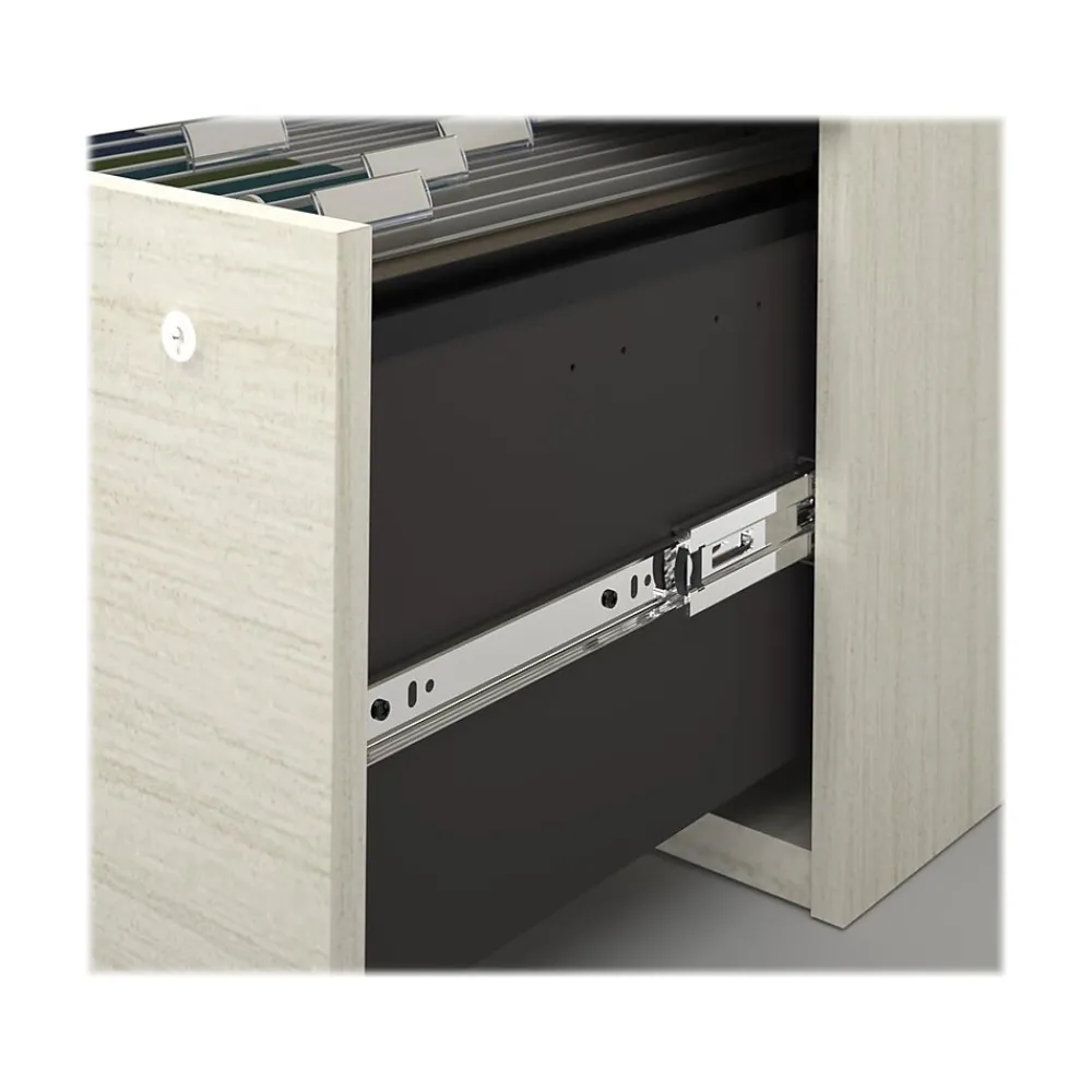 Office Desks*bestar Logan 66" U-Shaped Executive Desk with Hutch, Lateral File Cabinet, and Bookcase, White Chocolate (46851-31)