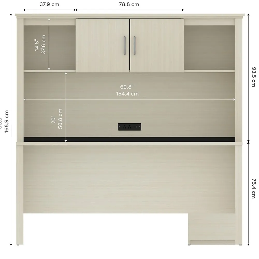 Computer Desks*bestar Logan 66"W U or L-Shaped Executive Office Desk with Pedestal and Hutch, White Chocolate (46410-31)