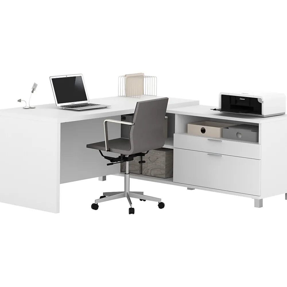 L-Desks*bestar Pro-Linea L-Desk, White (120863-17)
