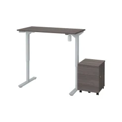 Standing Desks*bestar Universel 28"-45"H Adjustable Standing Desk with Mobile Pedestal, Bark Gray (65842-47)