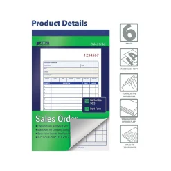Business Forms*Better Office 2-Part Carbonless Sales Order Book, 5.44" x 8.44", 50 Sets/Book, 6 Books/Pack (66106-6PK)