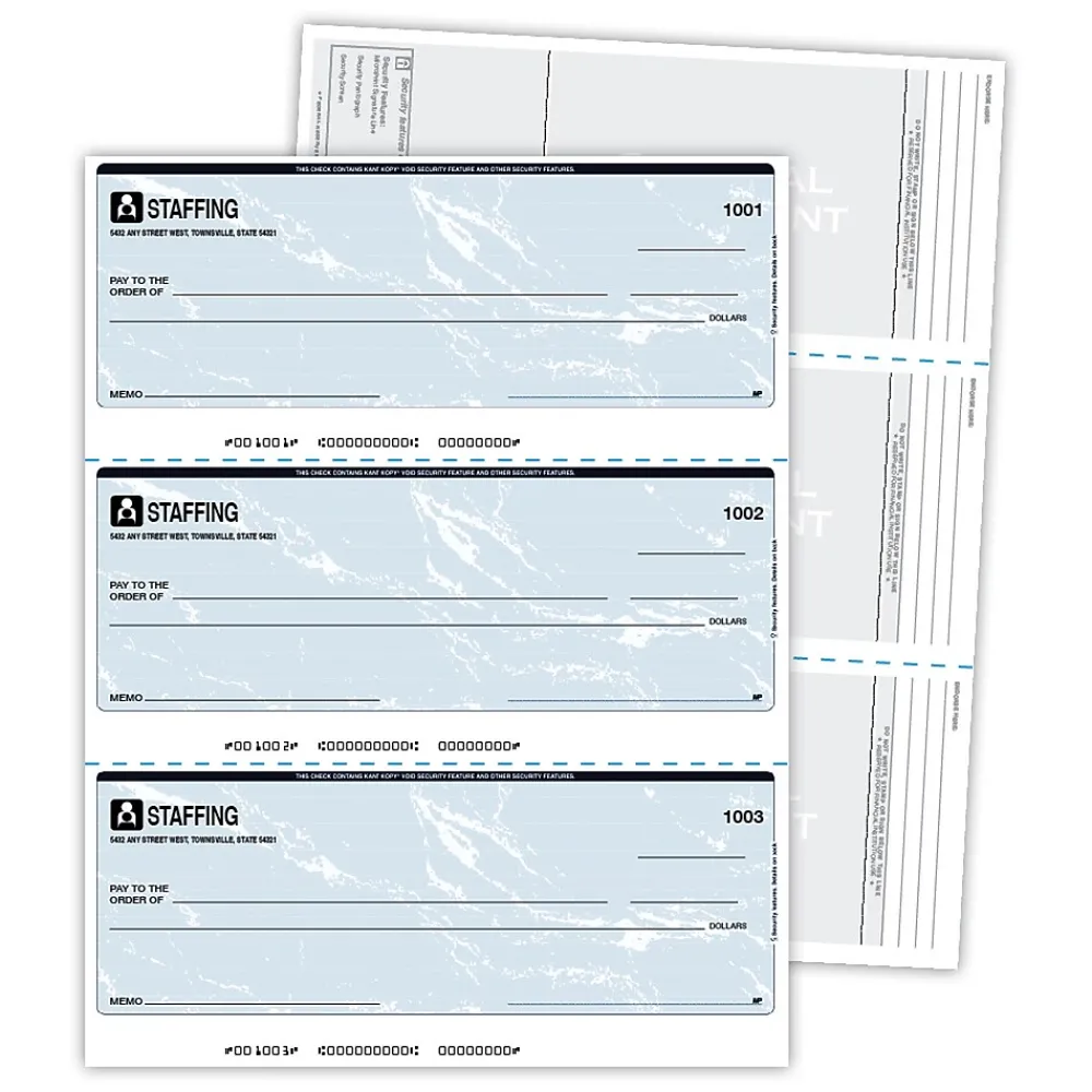 Security & Carbon*Blanks USA Kan't Kopy 8.5" x 11" Security Check On Top, 60 lbs., Blue, 1500 Sheets/Pack (SC450BL)