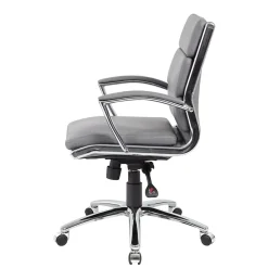 Office Chairs*Boss Office Products BOSS® Caresoft Plus Executive Series Mid Back Executive Chair with Metal Chrome Finish, Grey (B9476-GY)