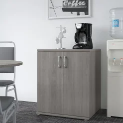 Storage Cabinets*Bush Business Furniture 34" Floor Storage Cabinet with 2 Shelves, Platinum Gray (UNS128PG)