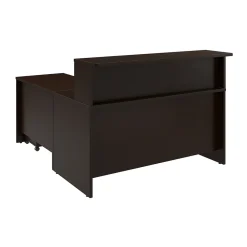 L-Desks*Bush Business Furniture Arrive 60"W L Shaped Reception Desk with Shelf and Mobile File Cabinet, (ARV004MR) Mocha Cherry
