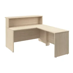 L-Desks*Bush Business Furniture Arrive 60"W L Shaped Reception Desk with Shelf, (ARV003NE) Natural Elm