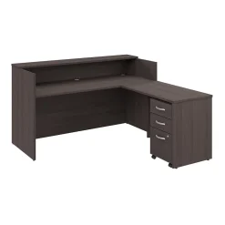 L-Desks*Bush Business Furniture Arrive 72"W L Shaped Reception Desk with Shelf and Mobile File Cabinet, (ARV007SG) Storm Gray
