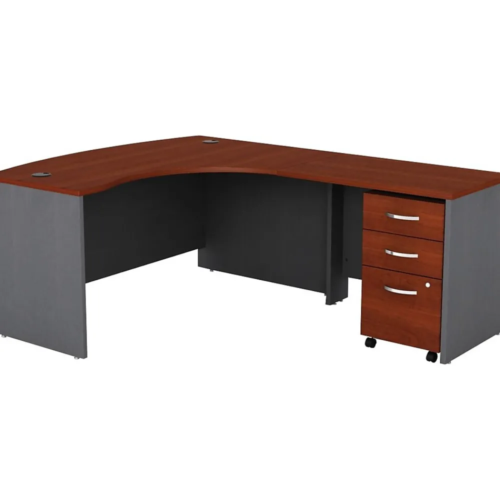Office Desks*Bush Business Furniture Components 60"W L Shaped Desk with Left Handed Return and 3 Drw File Cabinet, Hansen Cherry (BDL003HCL)