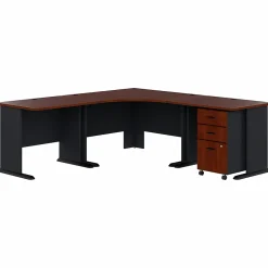 Corner Desks*Bush Business Furniture Cubix 84"W Corner Desk with Mobile File Cabinet, (SRA041HCSU) Hansen Cherry/Galaxy