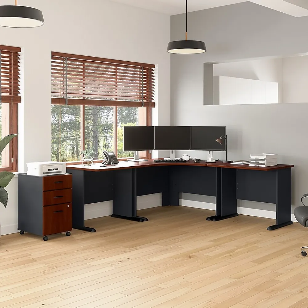 Computer Desks*Bush Business Furniture Cubix 36"W Desk, (WC90436A) Hansen Cherry/Galaxy