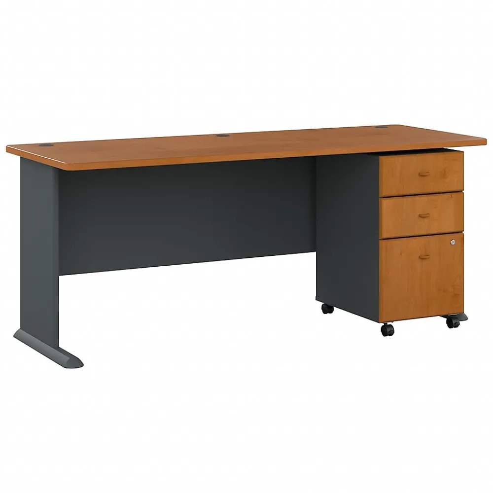 Computer Desks*Bush Business Furniture Cubix 72W Desk with Mobile File Cabinet, Natural Cherry/Slate (SRA013NCSU)