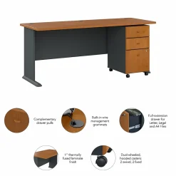 Computer Desks*Bush Business Furniture Cubix 72W Desk with Mobile File Cabinet, Natural Cherry/Slate (SRA013NCSU)