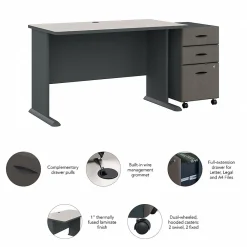 Computer Desks*Bush Business Furniture Cubix 48W Desk with Mobile File Cabinet, (SRA025SLSU) Slate/White Spectrum