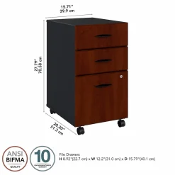File Cabinets*Bush Business Furniture Cubix 3-Drawer Mobile Vertical File Cabinet, Letter/Legal Size, Lockable, Hansen Cherry (WC94453PSU) Hansen Cherry/Galaxy