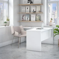 L-Desks*Bush Business Furniture Echo 60"W L Shaped Desk, Pure White (ECH026PW)