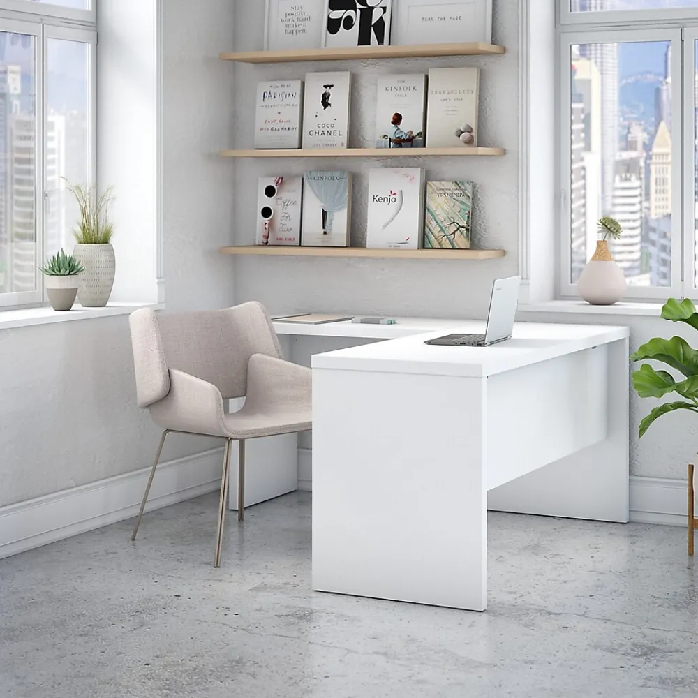 L-Desks*Bush Business Furniture Echo 60"W L Shaped Desk, Pure White (ECH026PW)