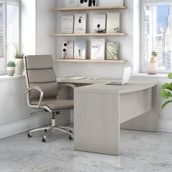 L-Desks*Bush Business Furniture Echo 60"W L Shaped Bow Front Desk, Gray Sand (ECH025GS)