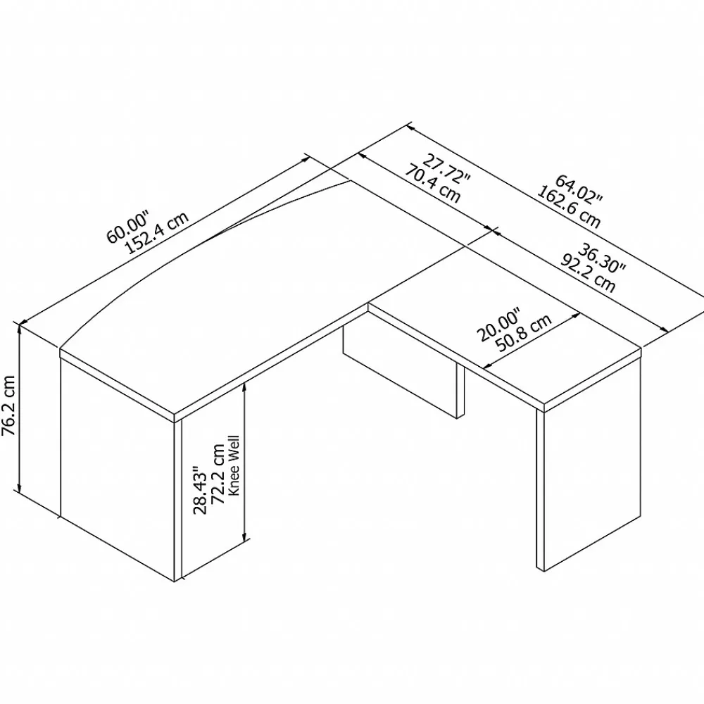 L-Desks*Bush Business Furniture Echo 60"W L Shaped Bow Front Desk, Gray Sand (ECH025GS)