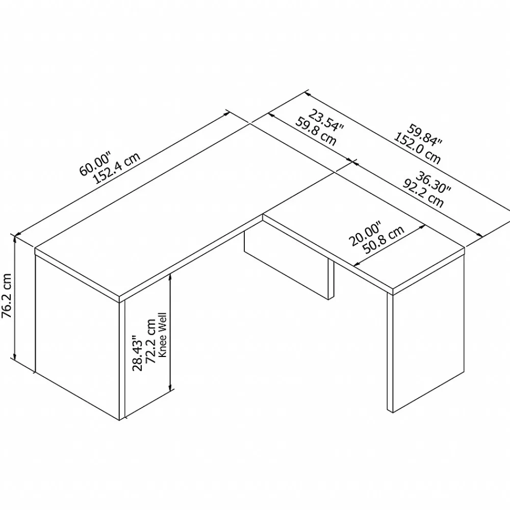 L-Desks*Bush Business Furniture Echo 60"W L Shaped Desk, Gray Sand (ECH026GS)