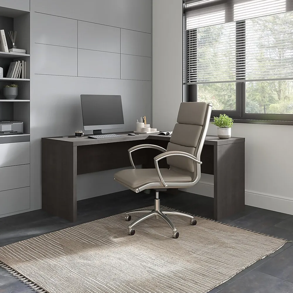 L-Desks*Bush Business Furniture Echo 60"W L Shaped Desk, Charcoal Maple (ECH026CM)