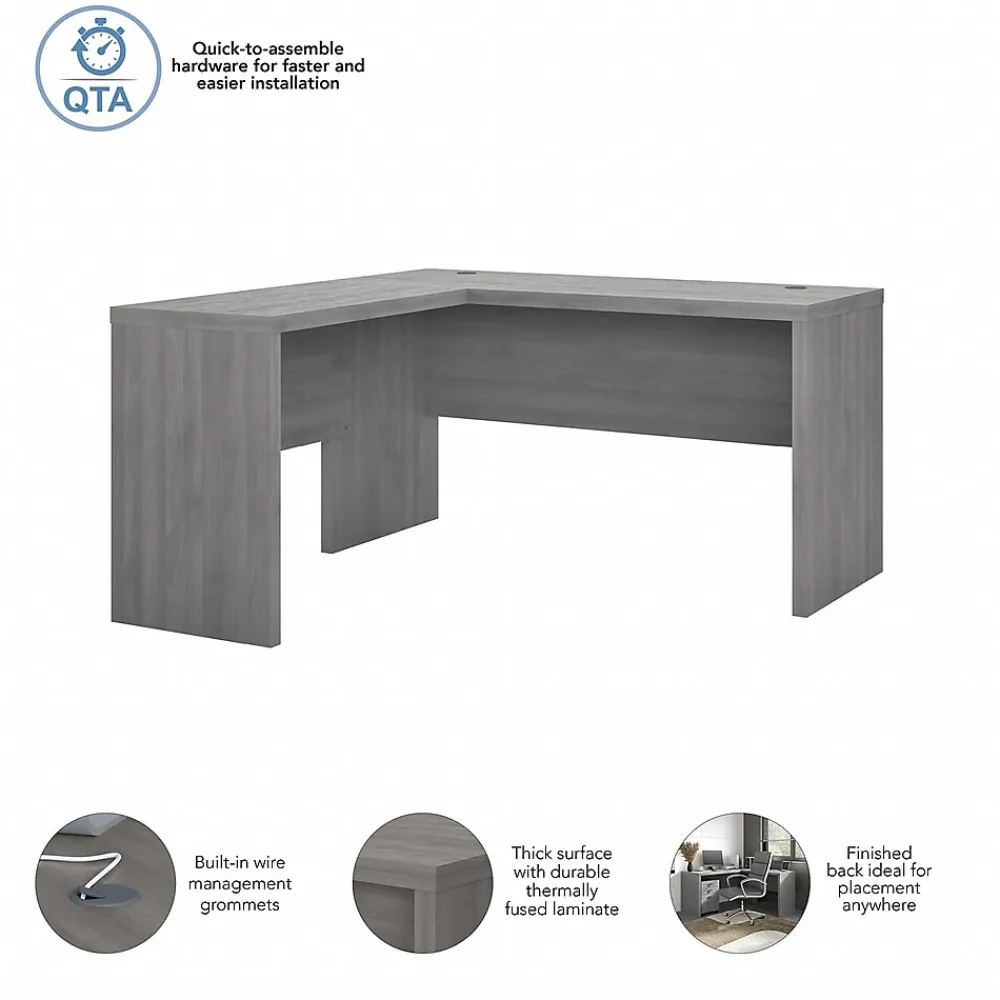 L-Desks*Bush Business Furniture Echo 60"W L Shaped Desk, Modern Gray (ECH026MG)