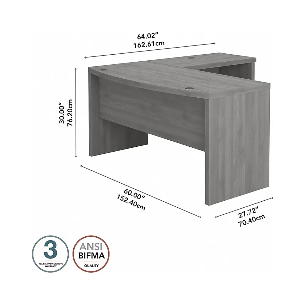 L-Desks*Bush Business Furniture Echo 60"W L Shaped Bow Front Desk, Modern Gray (ECH025MG)