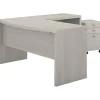 L-Desks*Bush Business Furniture Echo 60"W L Shaped Bow Front Desk with Mobile File Cabinet, Gray Sand (ECH007GS)