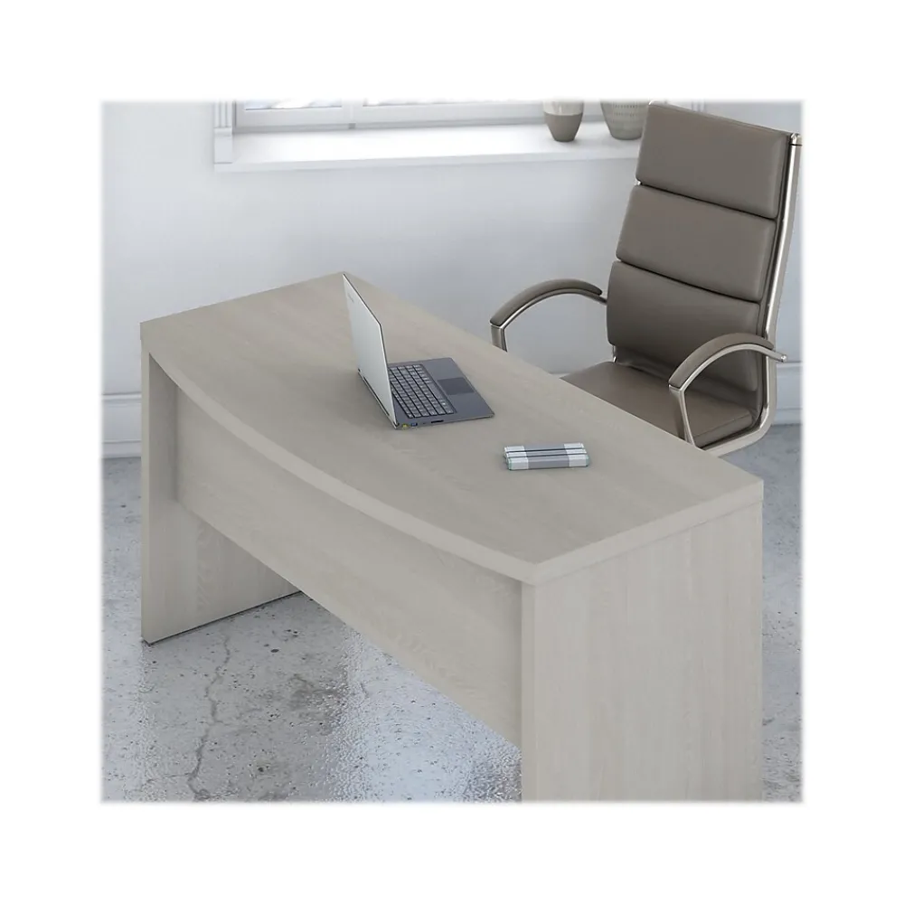 L-Desks*Bush Business Furniture Echo 60"W L Shaped Bow Front Desk with Mobile File Cabinet, Gray Sand (ECH007GS)