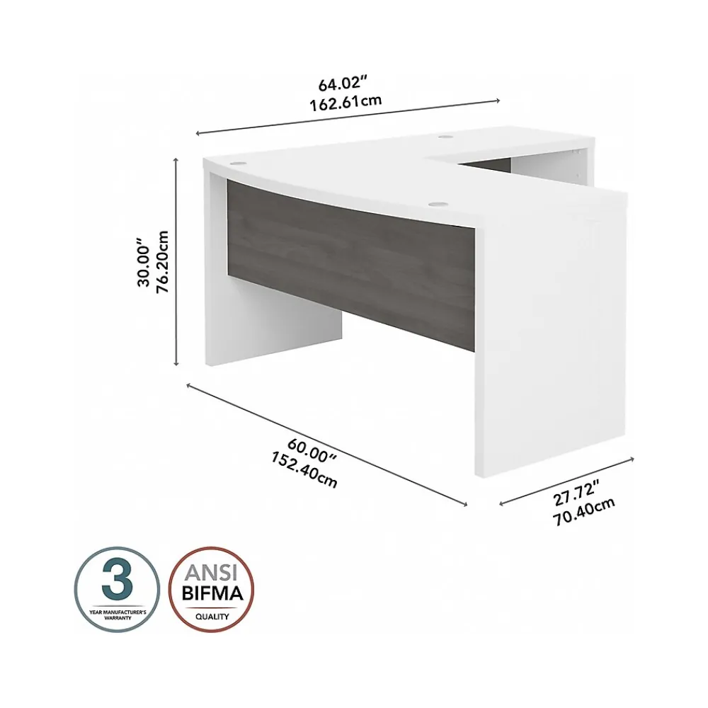 L-Desks*Bush Business Furniture Echo 60"W L Shaped Bow Front Desk, Pure White/Modern Gray (ECH025WHMG)