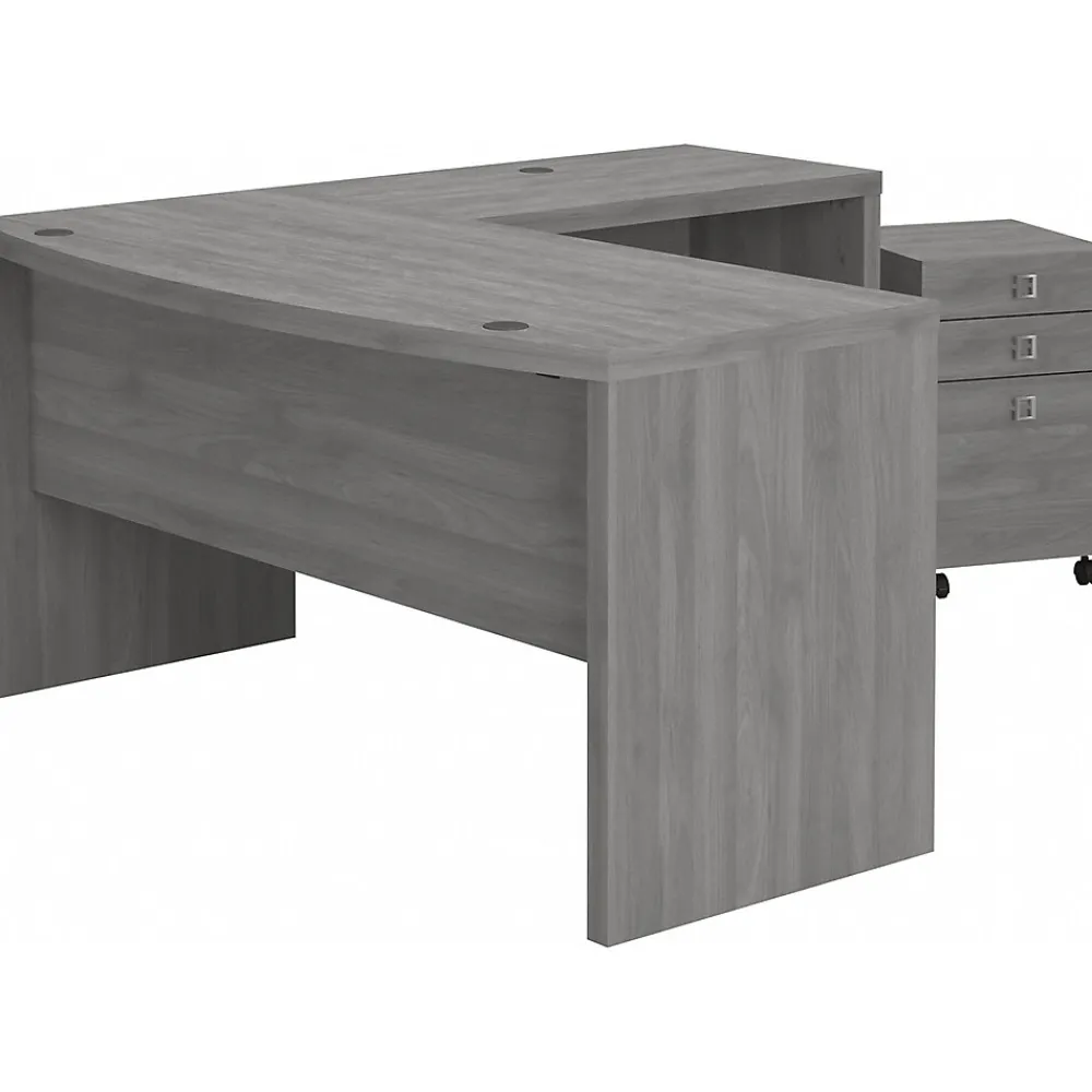 L-Desks*Bush Business Furniture Echo 60"W L Shaped Bow Front Desk with Mobile File Cabinet, Modern Gray (ECH007MG)