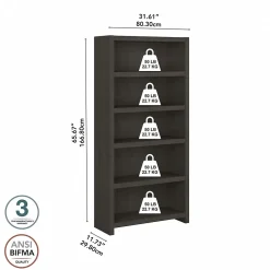 Bookcases*Bush Business Furniture Echo 5 Shelf Bookcase, Charcoal Maple (KI60304-03)