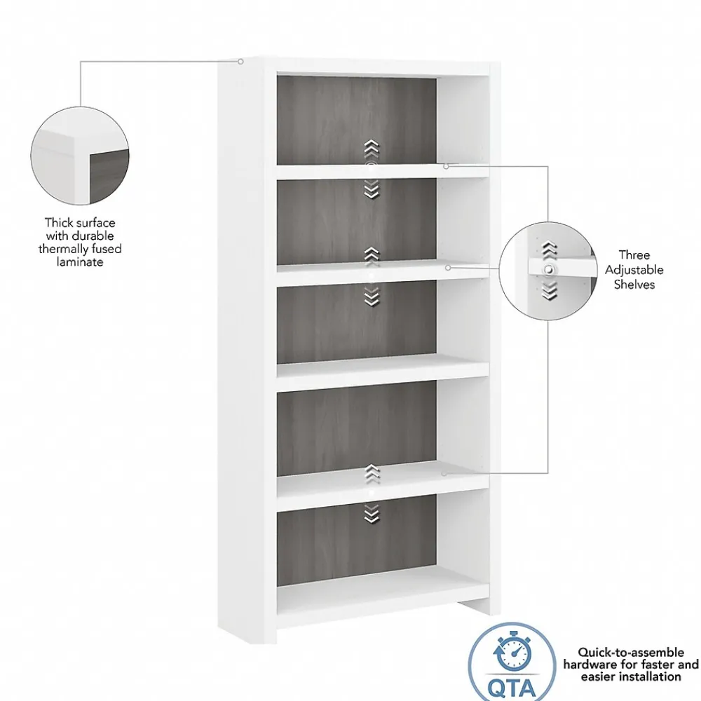 Bookcases*Bush Business Furniture Echo 5 Shelf Bookcase, Pure White/Modern Gray (KI60504-03)