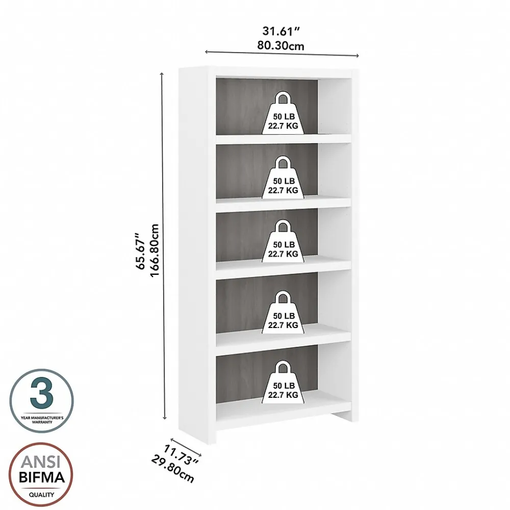 Bookcases*Bush Business Furniture Echo 5 Shelf Bookcase, Pure White/Modern Gray (KI60504-03)