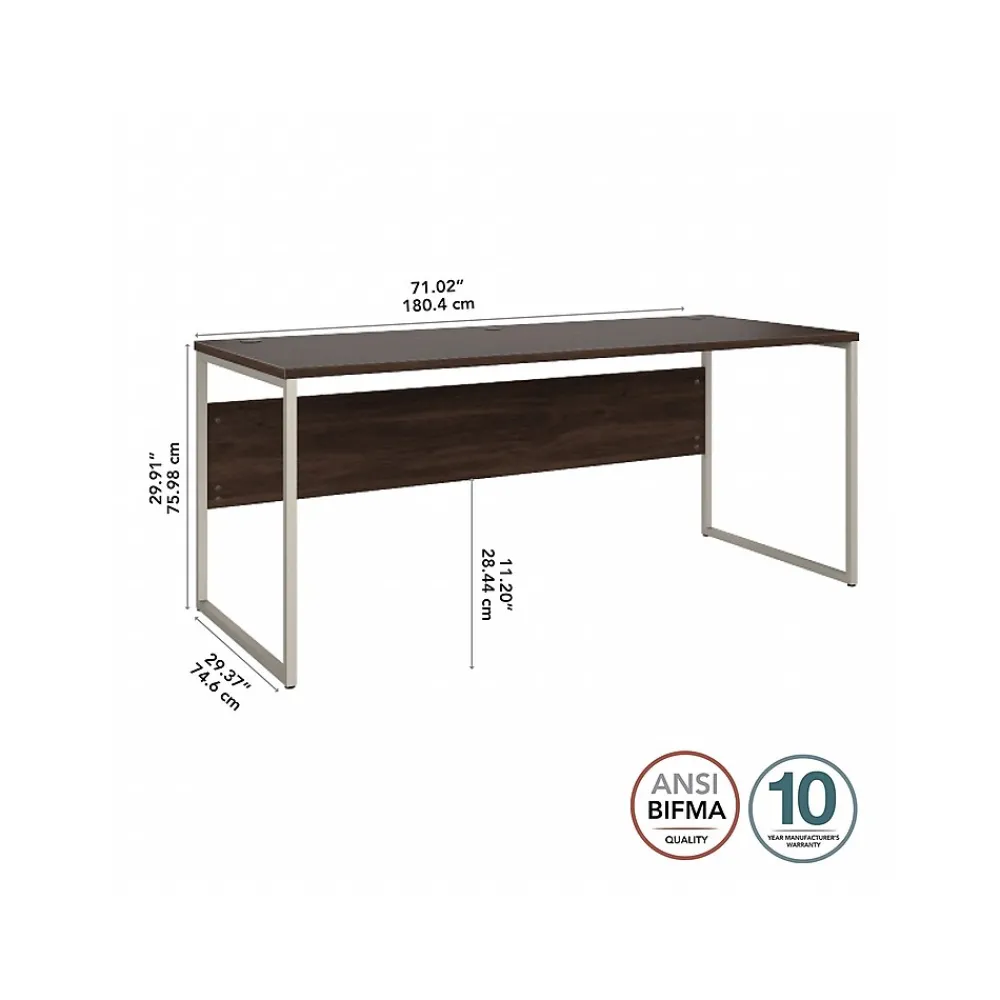 Computer Desks*Bush Business Furniture Hybrid 72"W Computer Table Desk with Metal Legs, (HYD373BW) Black Walnut