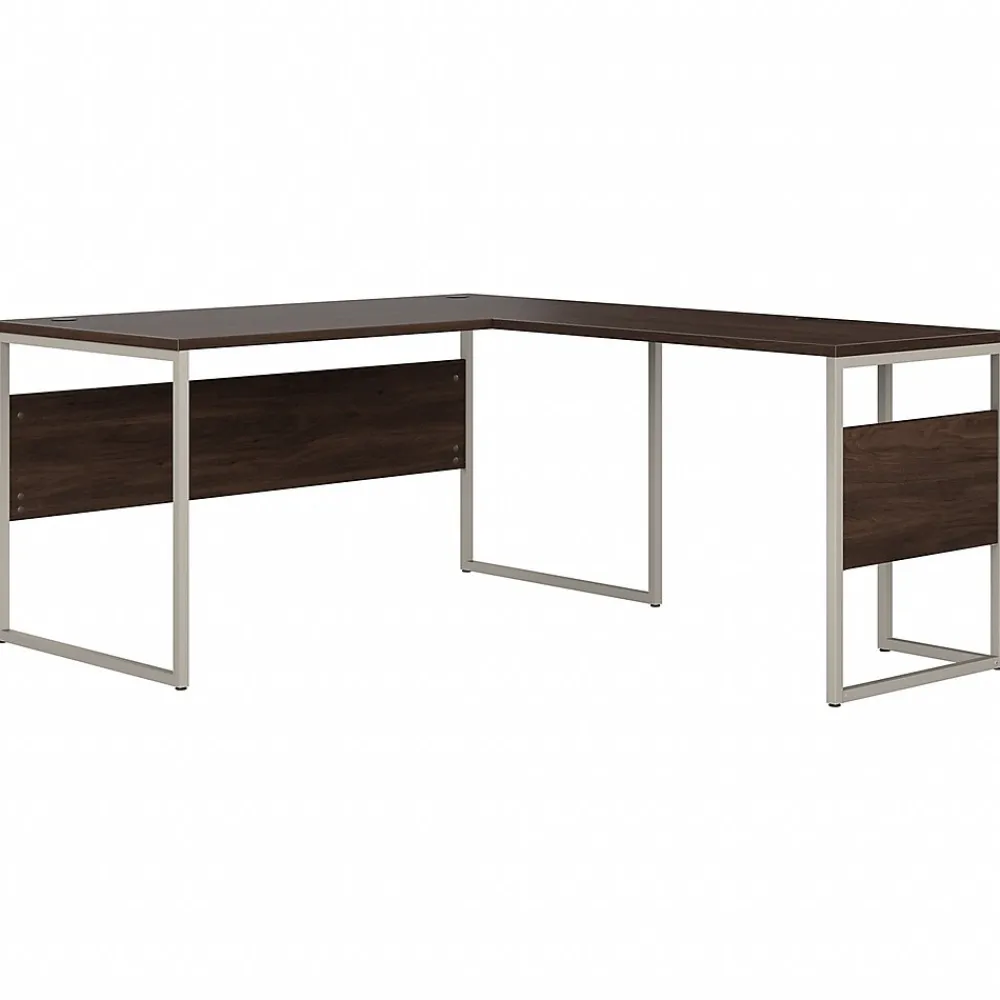 Office Desks*Bush Business Furniture Hybrid 60"W L Shaped Table Desk with Metal Legs, (HYB027BW) Black Walnut