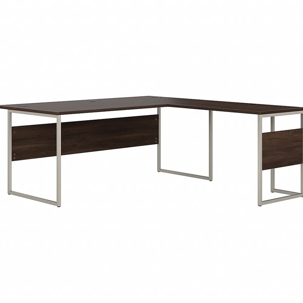 Office Desks*Bush Business Furniture Hybrid 72"W L Shaped Table Desk with Metal Legs, (HYB025BW) Black Walnut