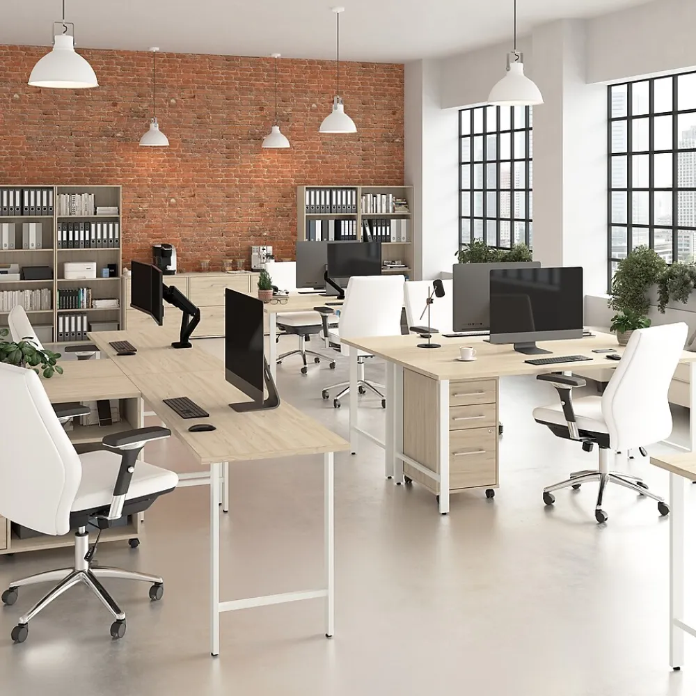 Office Desks*Bush Business Furniture Hustle 72"W L Shaped Computer Desk with Metal Legs, Natural Elm (HUS001NE)