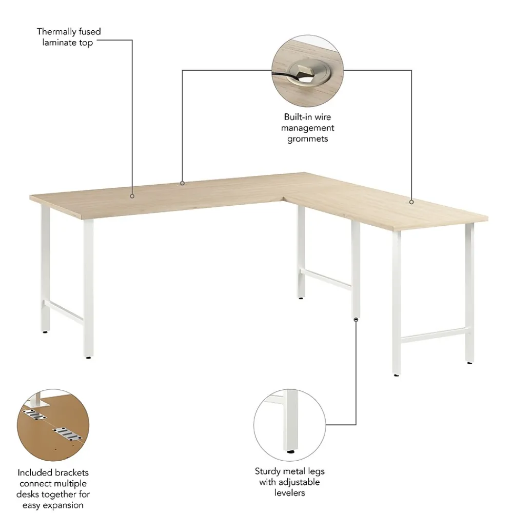 Office Desks*Bush Business Furniture Hustle 72"W L Shaped Computer Desk with Metal Legs, Natural Elm (HUS001NE)