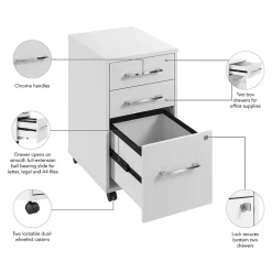 File Cabinets*Bush Business Furniture Hustle 3 Drawer Mobile File Cabinet, White (HUF116WH)