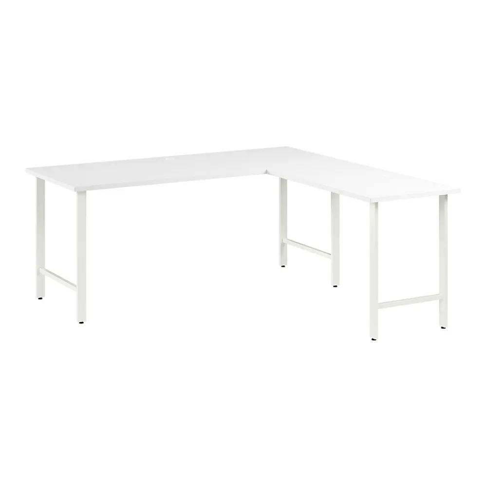 L-Desks*Bush Business Furniture Hustle 72"W L Shaped Computer Desk with Metal Legs, White (HUS001WH)