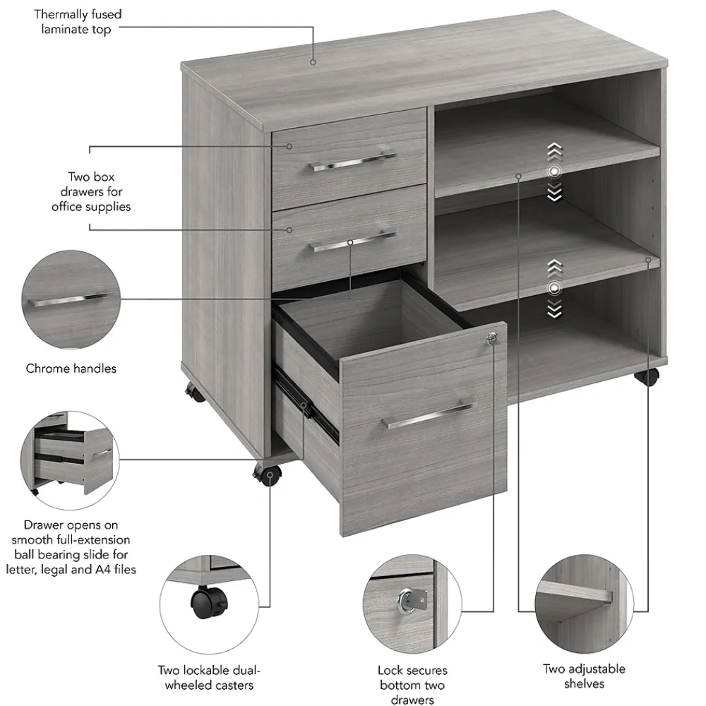 File Cabinets*Bush Business Furniture Hustle Office Storage Cabinet with Wheels, Platinum Gray (HUF140PG)