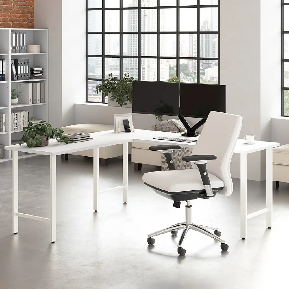 L-Desks*Bush Business Furniture Hustle 72"W L Shaped Computer Desk with Metal Legs, White (HUS002WH)