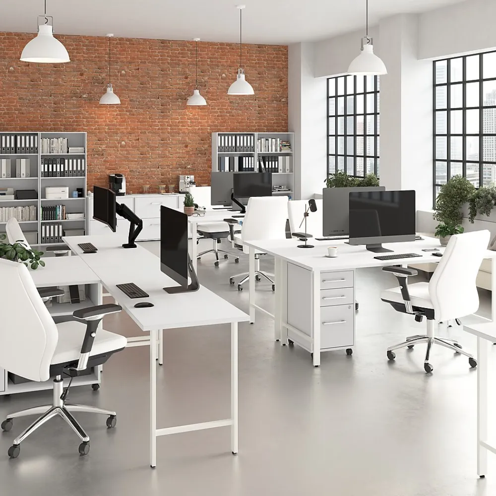 L-Desks*Bush Business Furniture Hustle 72"W L Shaped Computer Desk with Metal Legs, White (HUS002WH)