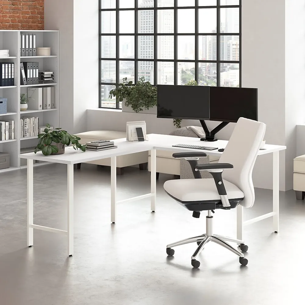 L-Desks*Bush Business Furniture Hustle 60"W L Shaped Computer Desk with Metal Legs, White (HUS003WH)