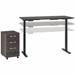 Standing Desks*Bush Business Furniture Move 60 Series 72"W Electric Height Adj Standing Desk w/ Storage, Storm Gray/Black Powder (M6S006SGSU)