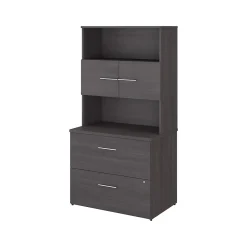 File Cabinets*Bush Business Furniture Office 500 2-Drawer Lateral File Cabinet with Hutch, Locking, Letter/Legal, (OF5007SGSU) Storm Gray