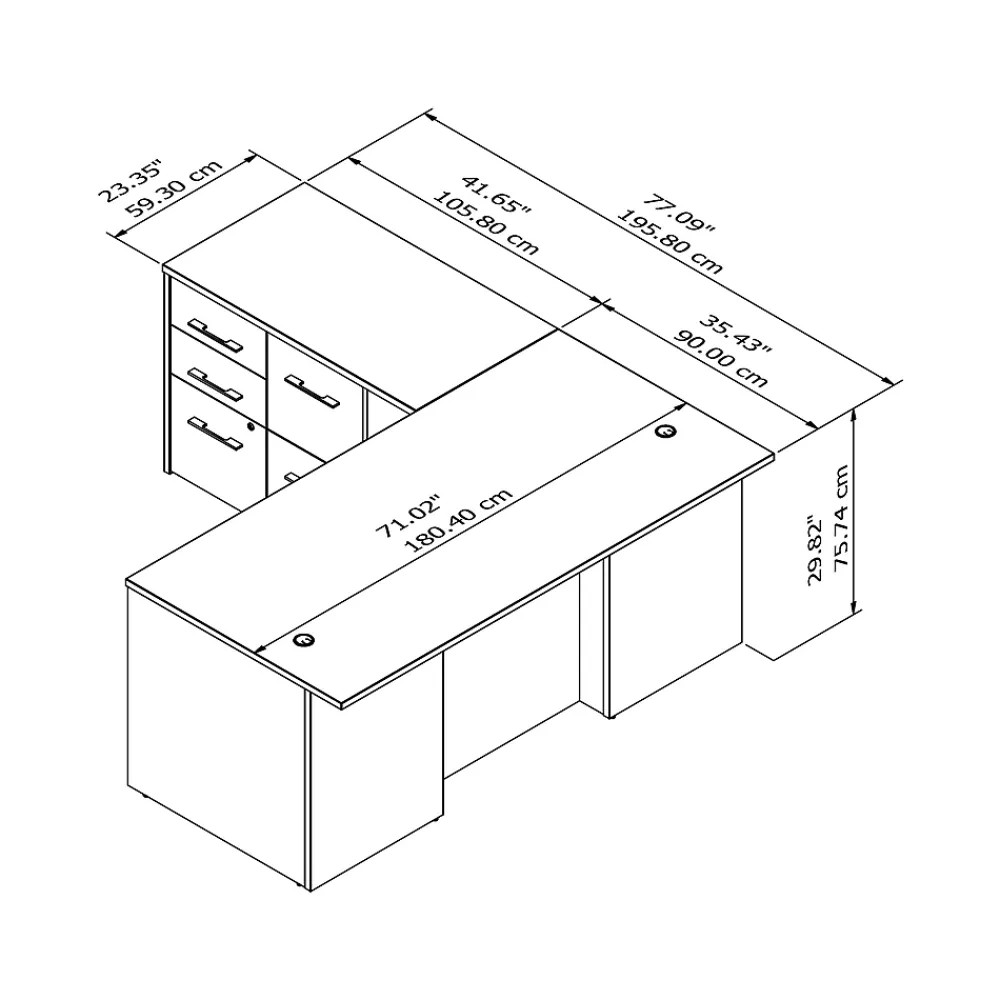 L-Desks*Bush Business Furniture Office 500 72"W L Shaped Executive Desk with Drawers, (OF5004MHSU) Modern Hickory