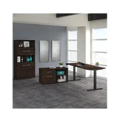 Standing Desks*Bush Business Furniture Office 500 72"W Adjustable Desk with Storage and Bookcase, (OF5006BWSU) Black Walnut
